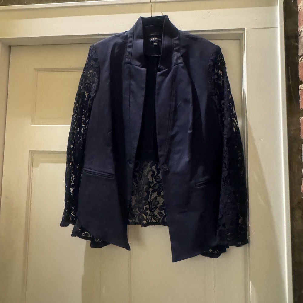 Lane Bryant navy blue funky blazer